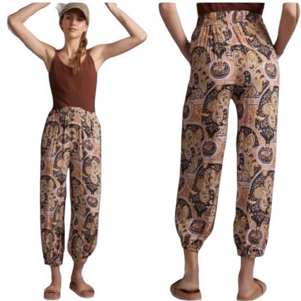 Anthropologie Women’s Small Multicolor Paisley Odette Casual Pull On Boho Pants